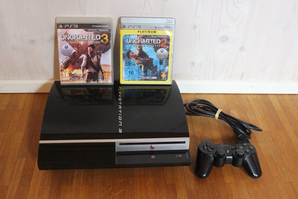 Sony PlayStation 3 (PS3 Fat Lady) + 2 Spiele + Controller (Gebraucht ...