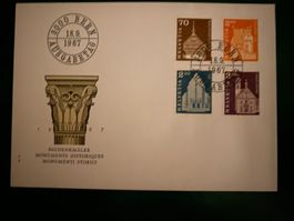 Ersttagsbrief Baudenkmäler Schweiz 1967 gelaufen 4 Marken