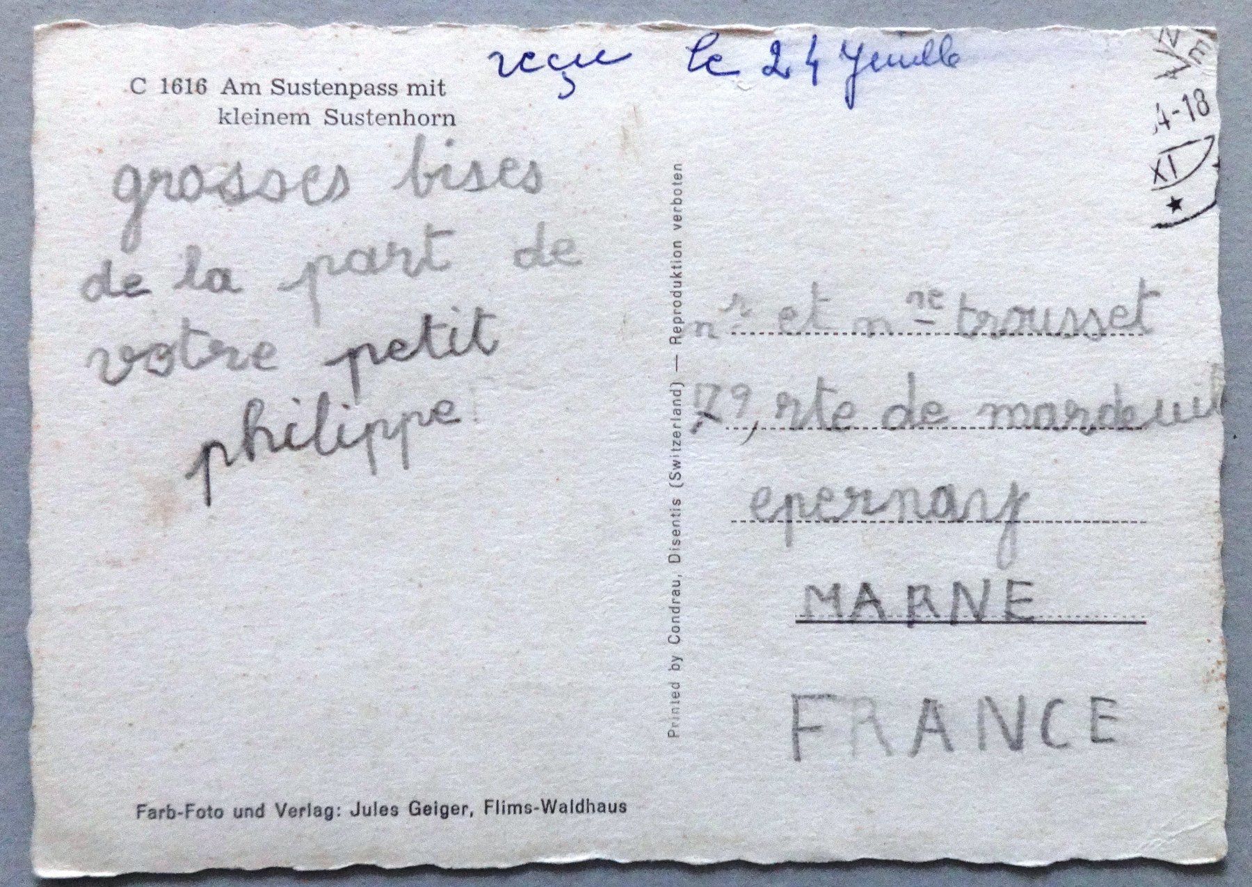 Cartoline postali: Am Sustenpass mit kleinem Sustenhorn – Difettoso da Fétigny venduto da Billy2miny 1