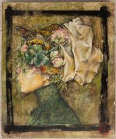 PARURE Frauenprofil, zeitgen. Symbolik, Mischtechnik, 3D