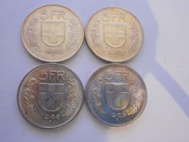 4 x 5 Fr. silber  1965/65/66/67