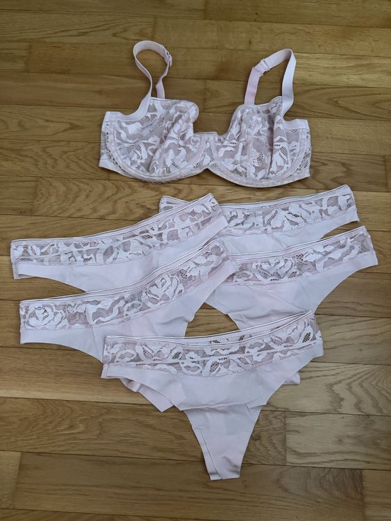 Triumph-Set; BH (80D) & Tanga (36&38) in rosa mit Spitze (Gebraucht) in ...