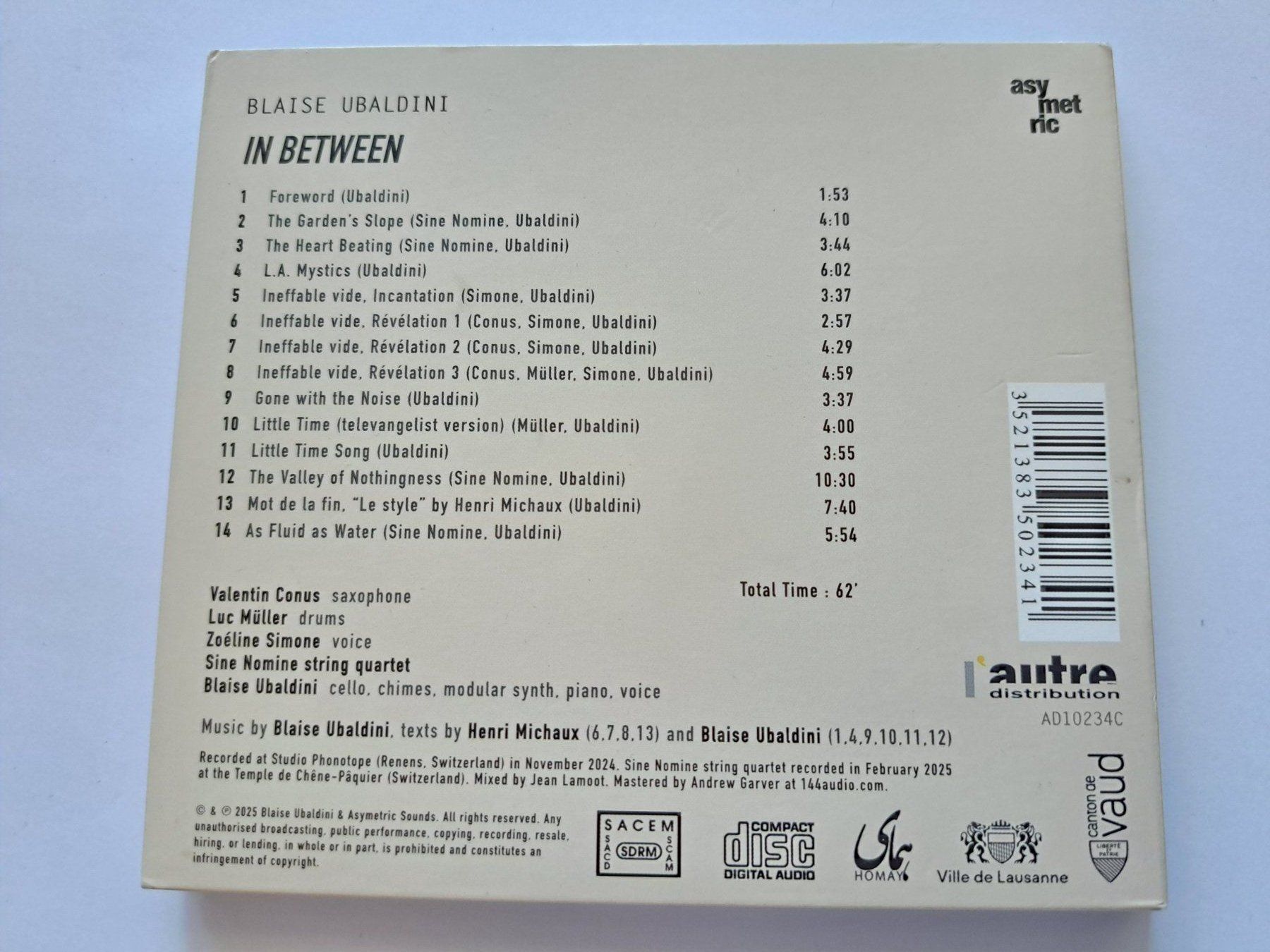 CD: CD Blaise Ubaldini – In Between – Usato da Pully venduto da bro_n52j 1