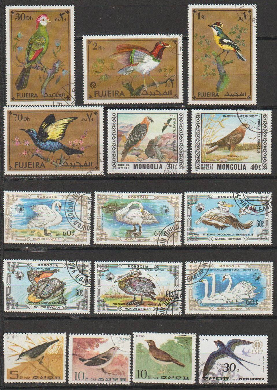Tous les timbres: Oiseaux collection Fujiera Mongolie DPRK – D'occasion à Crans-Montana par kira56