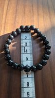 Schwarzes Perlen Armband, elastisch