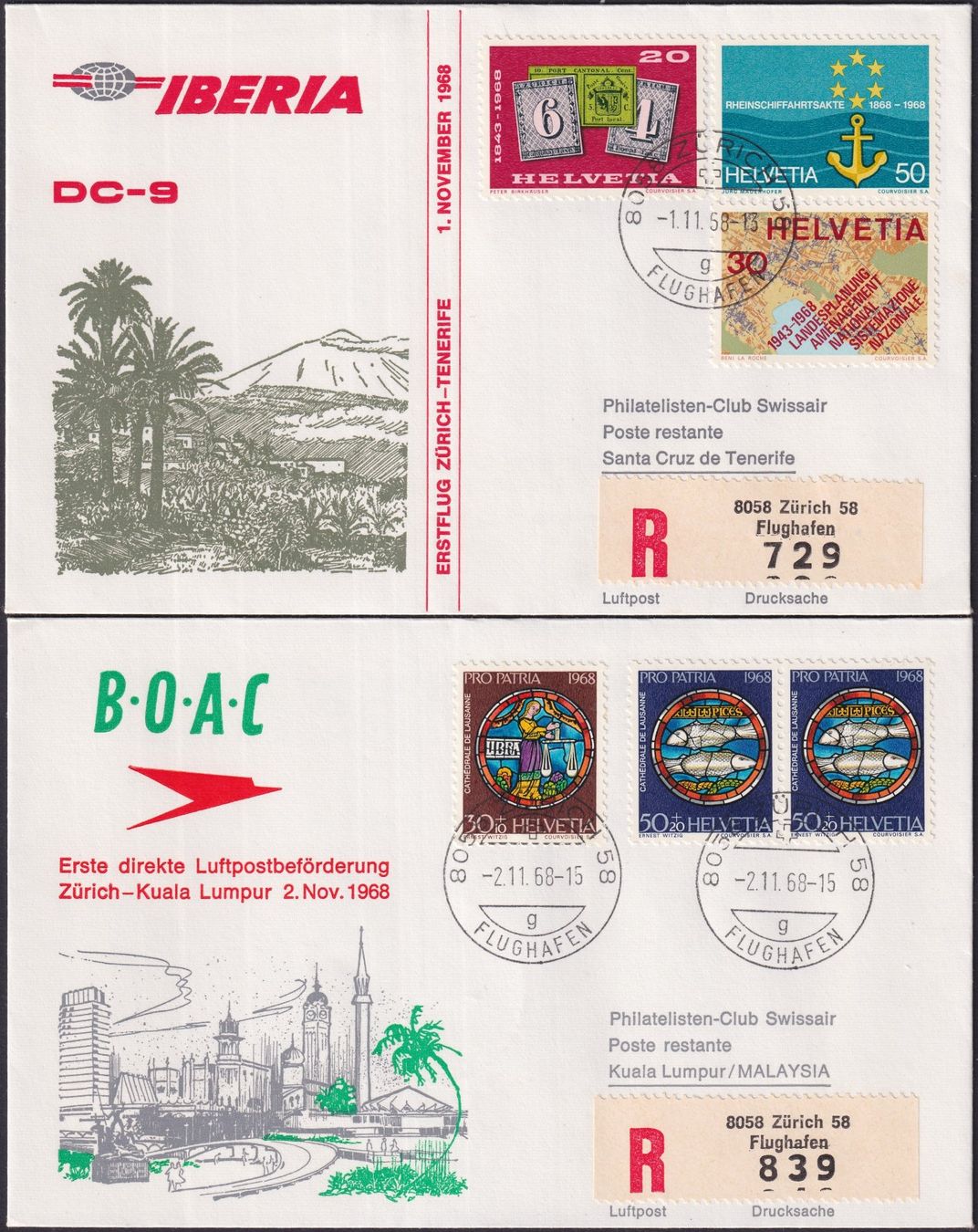 Alle Briefmarken: 8 SWISSAIR-Briefe, günstig. – Gebraucht aus Sursee von Luzernerraute 4