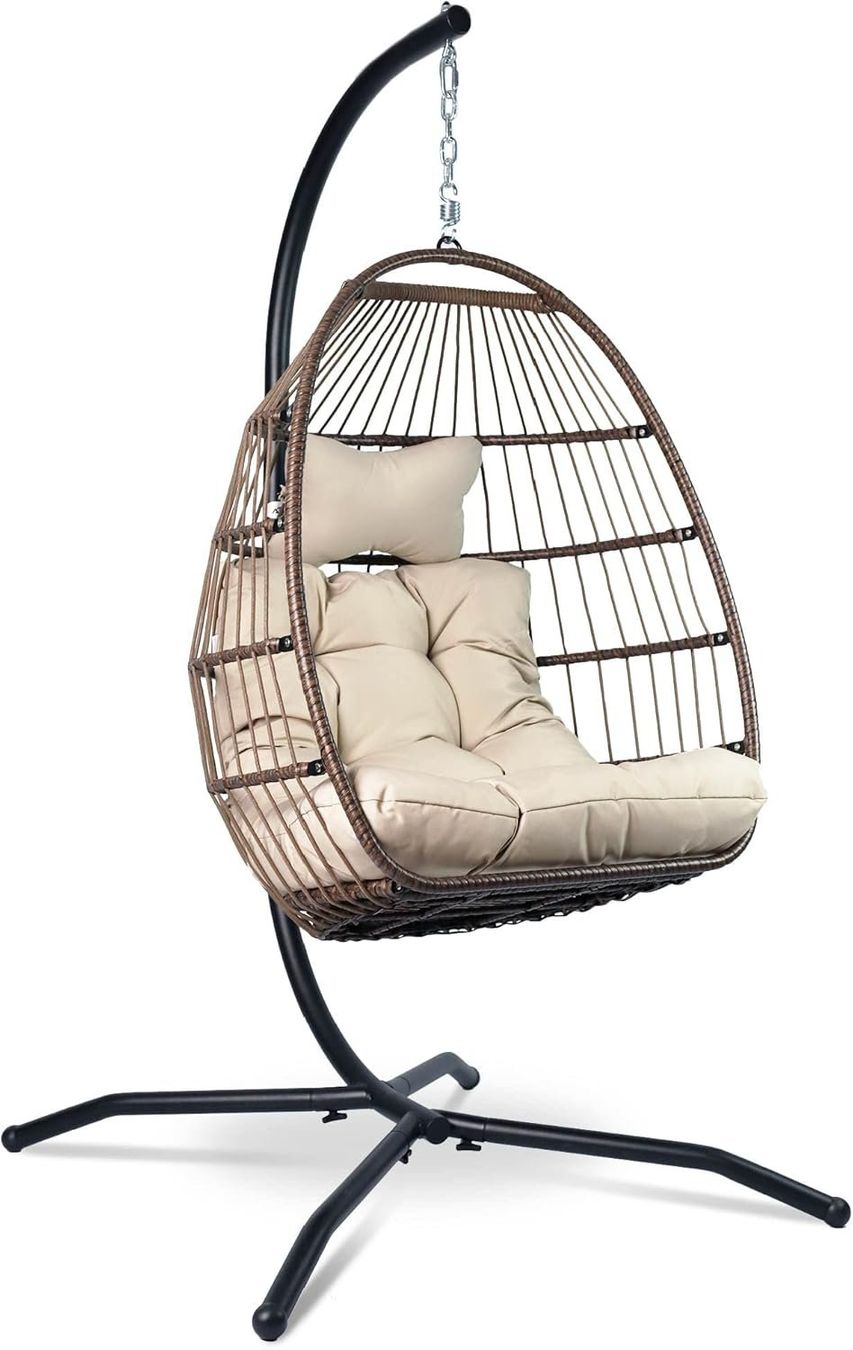 Poltrone pensili da giardino: Hängesessel mit Gestell Rattan Boho 150 kg weiss – Nuovo e nell'imballaggio originale da Dietikon venduto da Abverkauf10