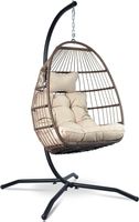 Hängesessel mit Gestell Rattan Boho 150 kg weiss