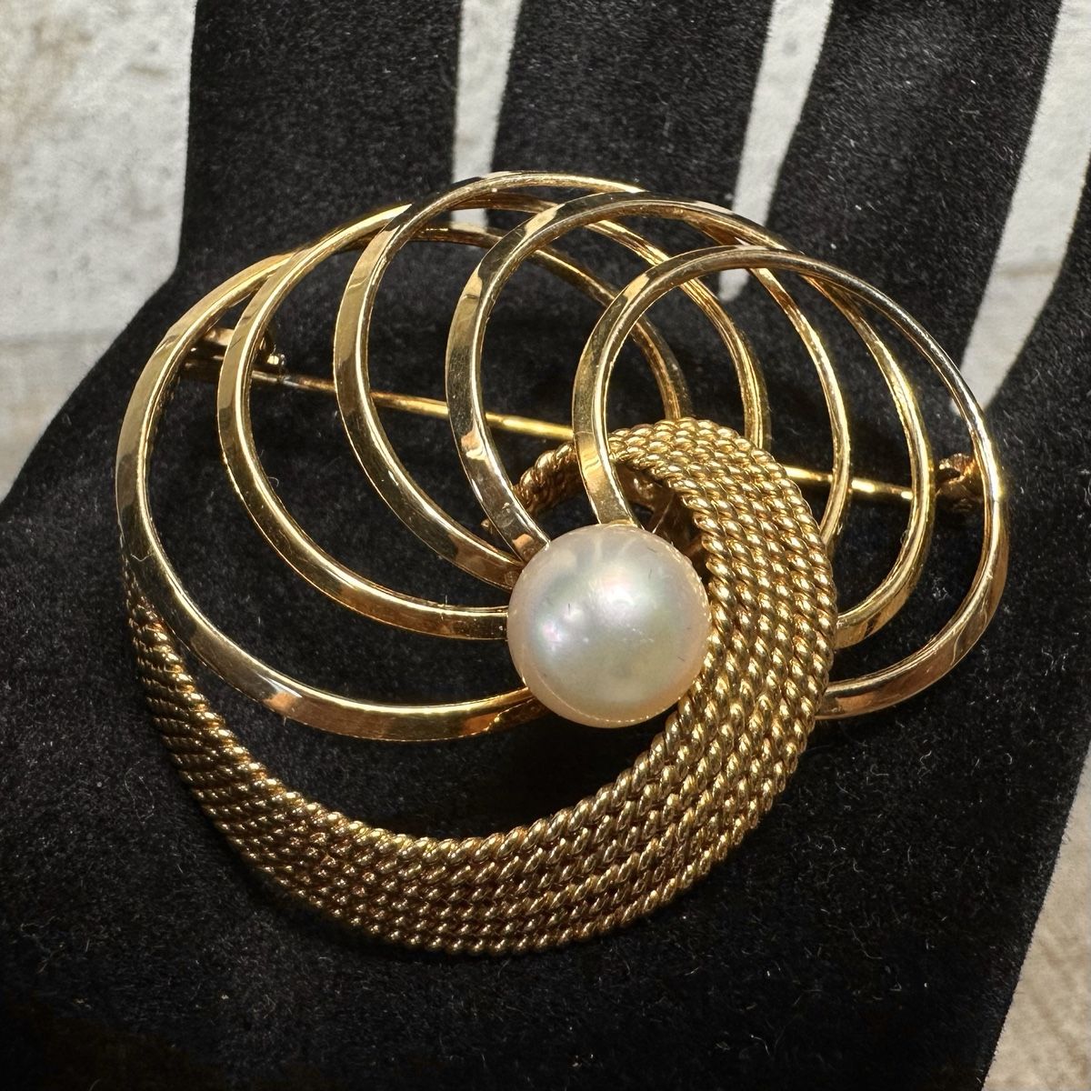 Spille & Fermagli: Brosche Gelbgold 14kt mit Perle – Usato da St-Gingolph venduto da Edgar1920
