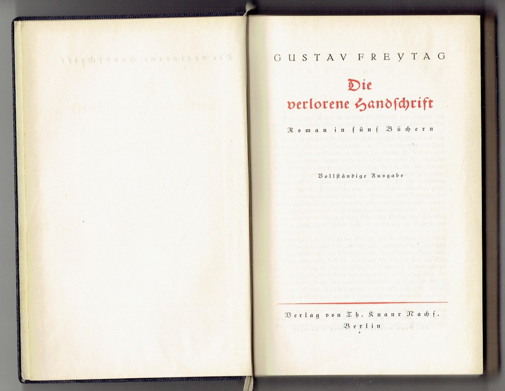 Bücher: Gustav Freytag  Die verlorene Handschrift – Gebraucht aus Flims - Dorf von Stagediver 1