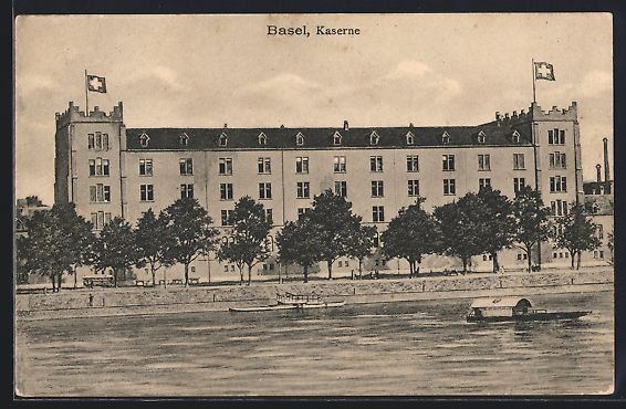 Cartes postales: AK Basel, Kaserne mit Uferpartie – D'occasion à Berlin par bartko-reher