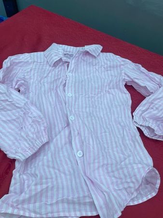 Mädchen Bluse 170 rosa weiss gestreift 100% BW