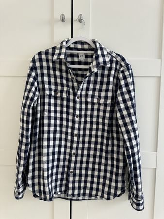 GAP Shirt Kariert Blau Weiss Unisex M