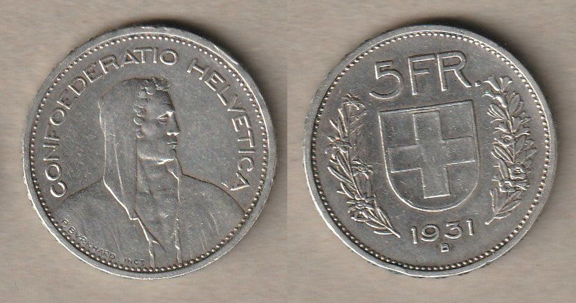 Tutti le monete: 5 Franken 1931 10 Sterne – Usato da Allschwil venduto da Coinfreak