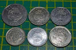 6 alte Münzen aus Costa Rica