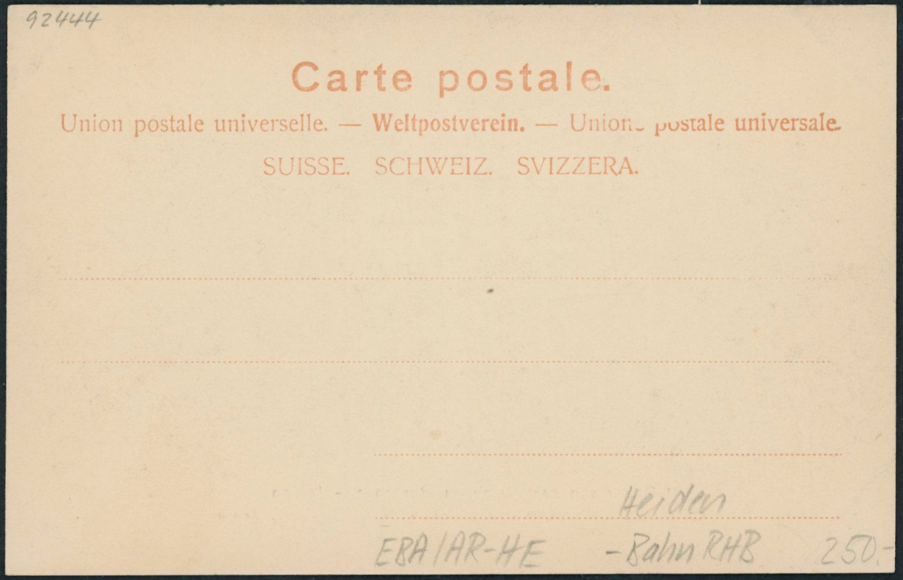 Cartoline postali: AR Heiden - Bahn RHB – Nuovo (secondo la descrizione) da Schindellegi venduto da leecollect 1