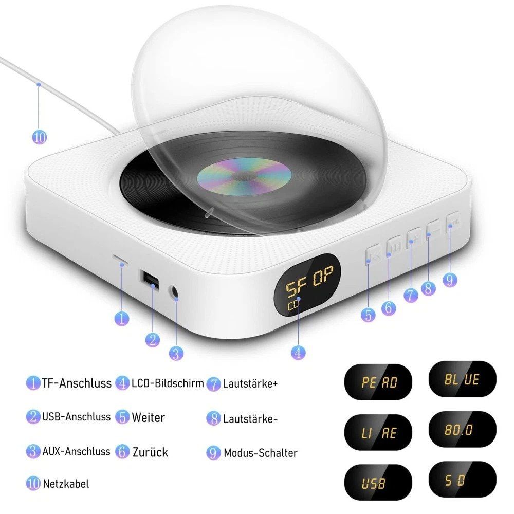 Lecteur multimedia & Streamer: Lautsprechern Bluetooth CD Player eingebauten HiFi Desktop – Neuf (Voir description) à Kirchdorf AG par Lionstein 7