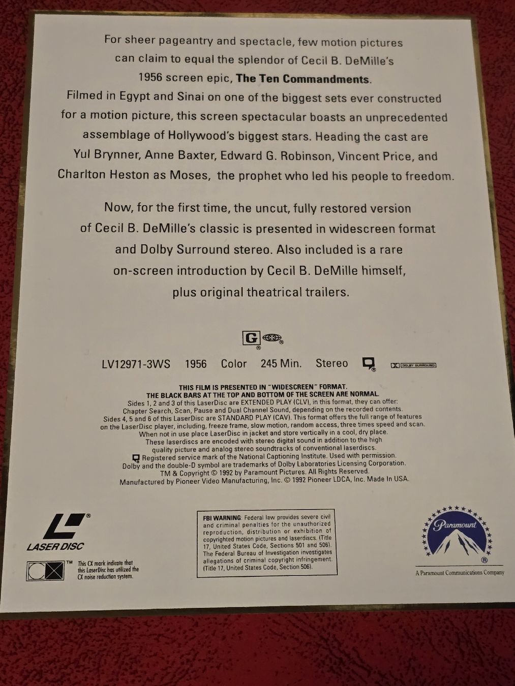 Tutti i DVDs: The Ten Commandments Laserdisc - box set Charlton Heston – Usato da BADEN venduto da Sprinz 4