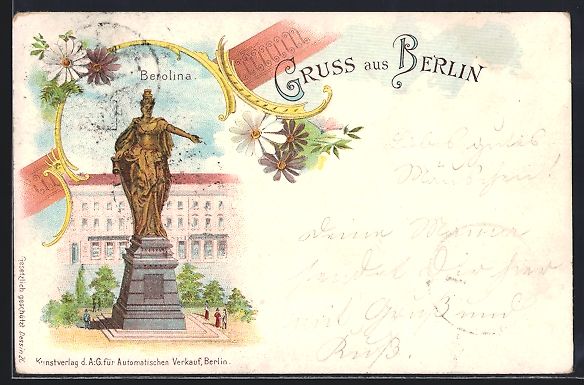 Cancelleria postale: Litho Berlin, Berolina-Statue am Alexand – Usato da Berlin venduto da bartko-reher