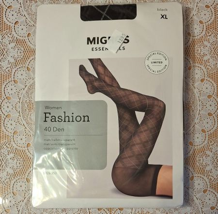 Migros Fashion Strumpfhose Kariert 40den Gr.XL Schwarz