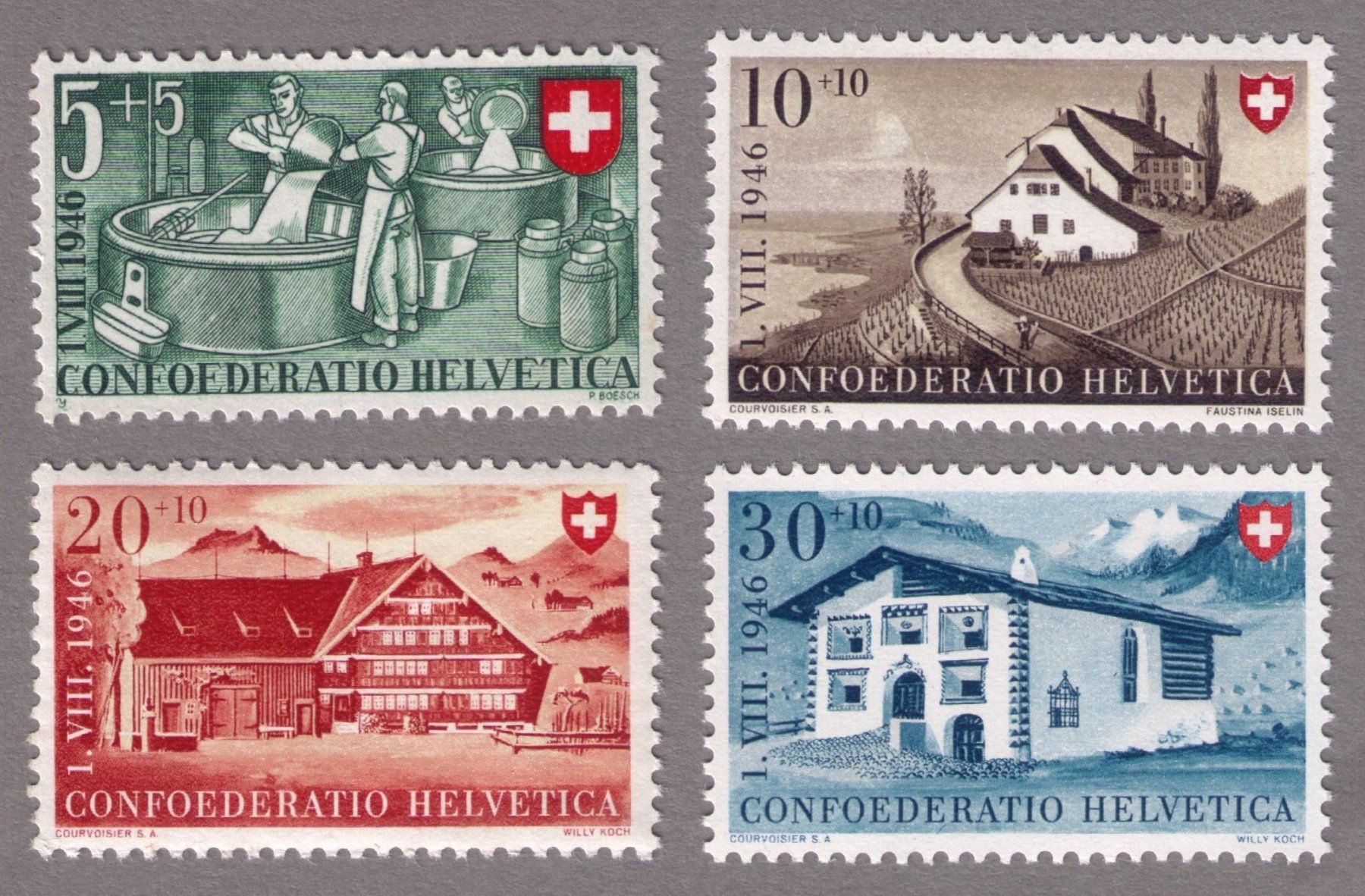 Alle Briefmarken: 1946_B30-33_PRO PATRIA_Berufe und Schweizer Häuser !_Serie** – Neu (gemäss Beschreibung) aus Marthalen von Ch_quality
