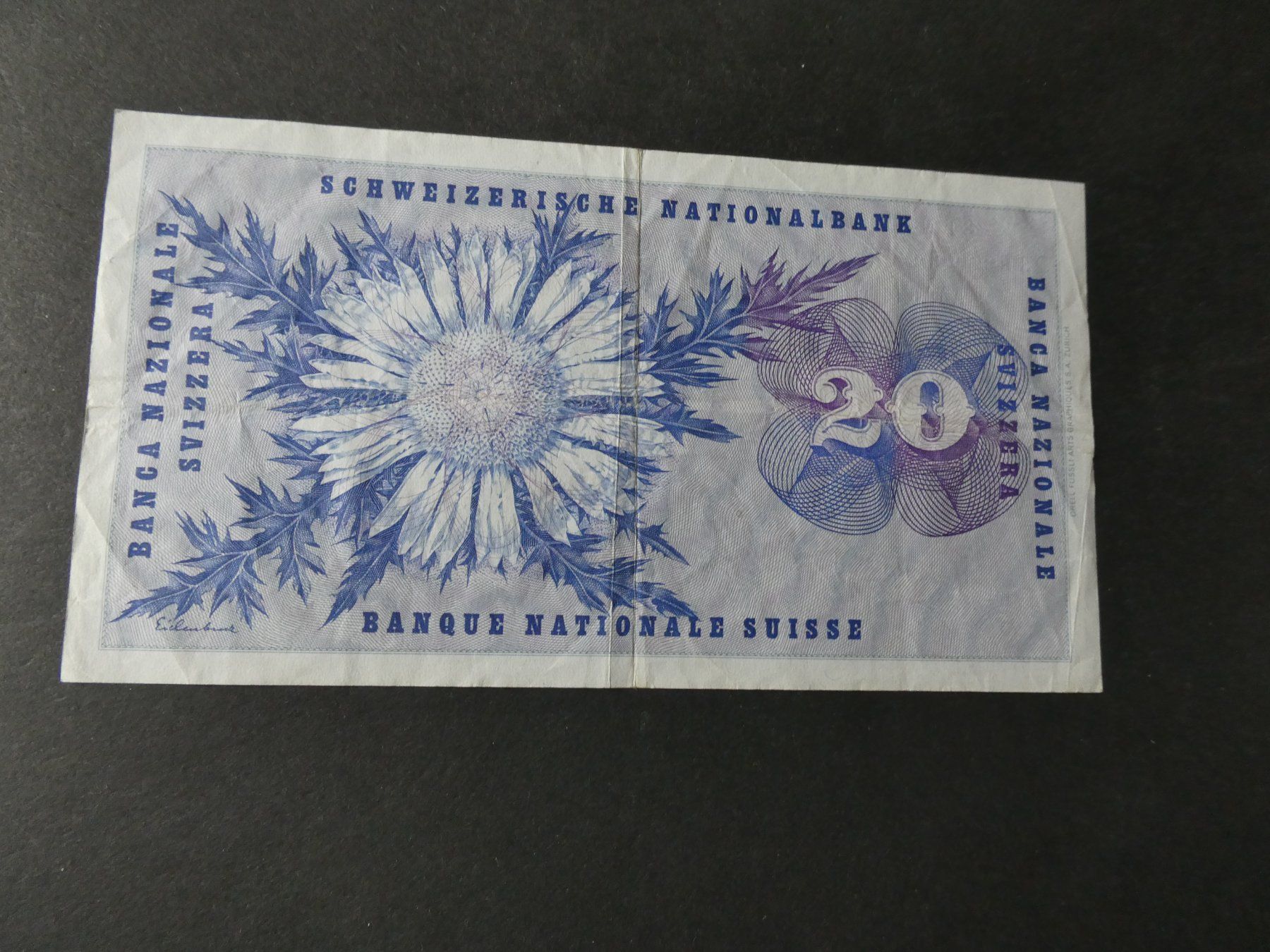 Banknoten: Schweiz 1971, 20 Franken – Gebraucht aus Hinterforst von Rohusri 1