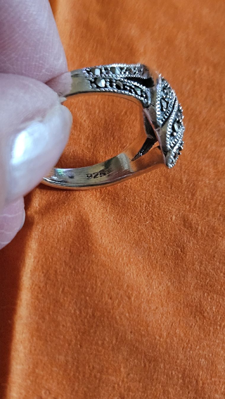 Anelli: belle bague ancienne argent et marcassites gr59 – Usato da Lausanne venduto da Angelite 2