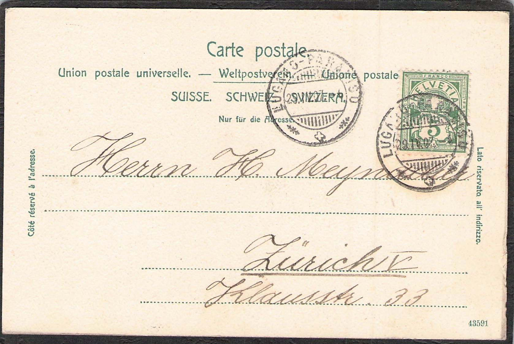 Cartoline postali: ^Lugano TI – Usato da Reichenburg venduto da Pipo-67 1