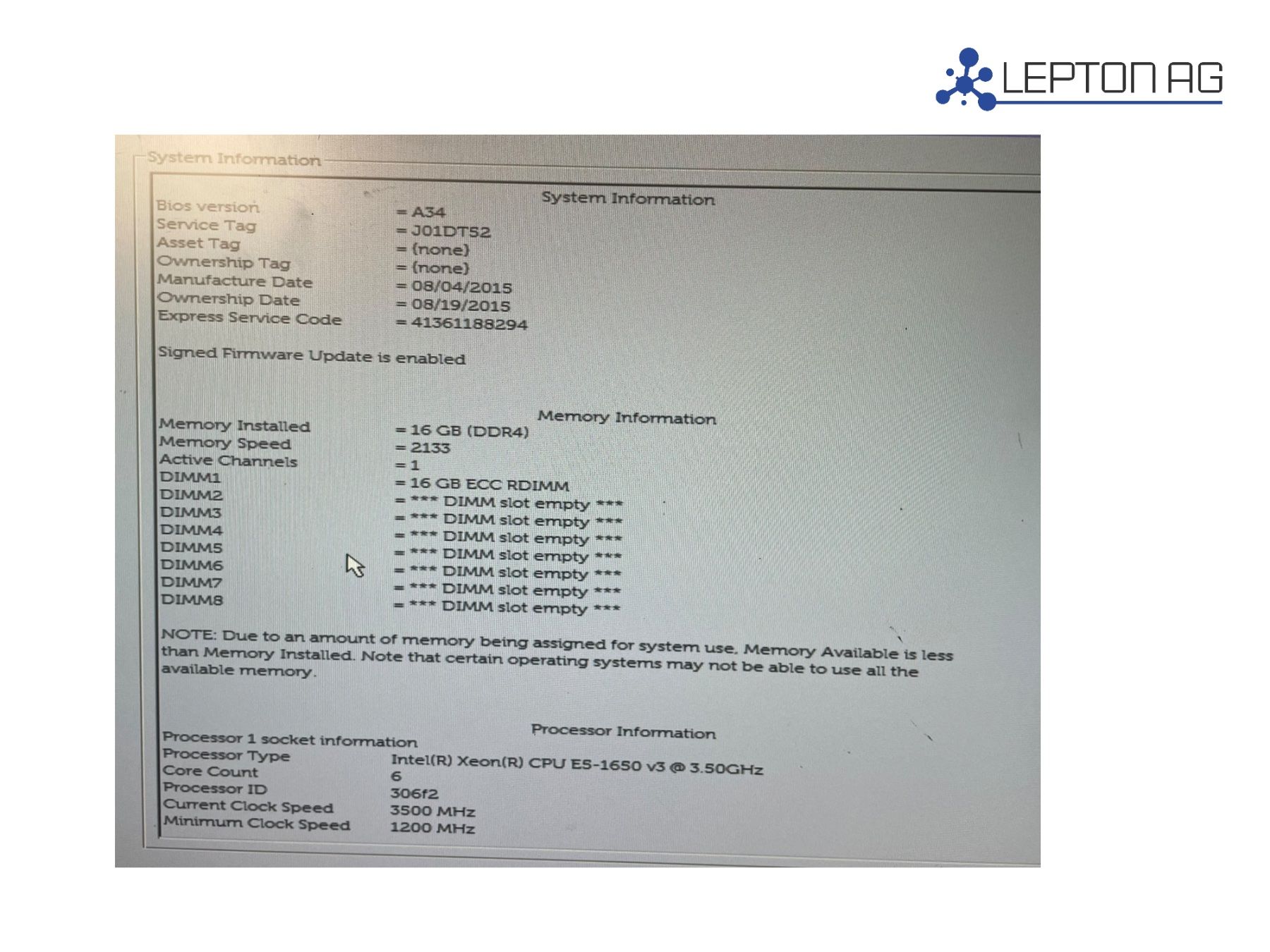 Dell PC: Dell Precision T5810/E5-1650 v3/16GB – Usato da Niederdorf venduto da LeptonAG 4