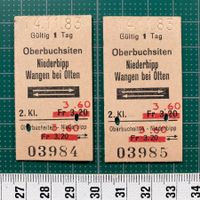 2 Bahn Billette Oberbuchsiten - Niederbipp / Wangen b. Olten