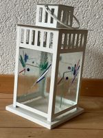 Laterne Weiss aus Metall und Glasgestaltung, Windlicht