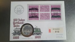 100 Jahre Gotthard-Bahn 1882-1982, Briefmarken und Münze!