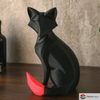 Black & Red Fox Sculpture – Geometric Statue - 3D Printed