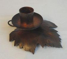 Kerzenhalter aus Kupfer mit Kupferblatt