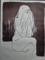 Robert Burkhard – Lithographie „Akt“ – signiert bzw. monogra