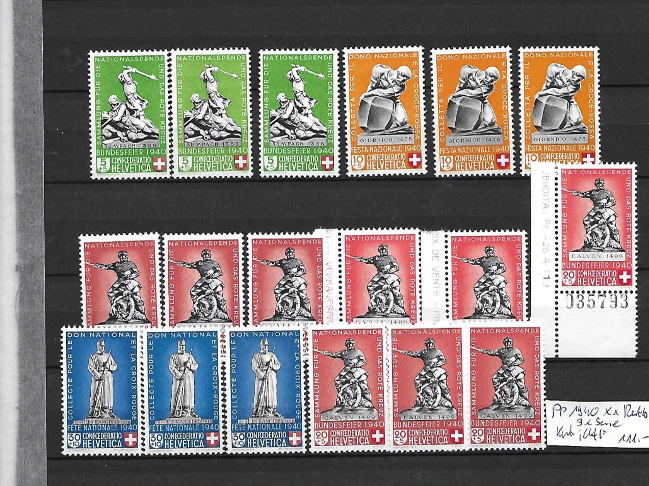Tutti i francobolli: PP 1940 ** Restlot 3xSerie Kat: CHF 111.- – Nuovo (secondo la descrizione) da Basel venduto da Ilp