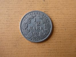 Dt. Reich 1908 J, 1/2 Silbermark