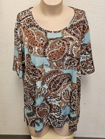 Grandiosa Damen Tunika Shirt Paisley-Muster Gr. 48/50 Hellbl