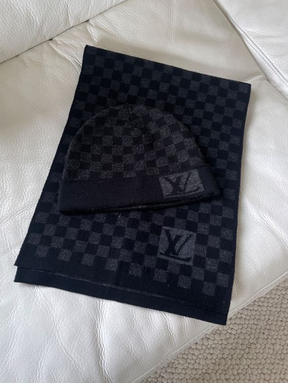 Louis Vuitton Schal und Mütze Set Petit Damier Full Set