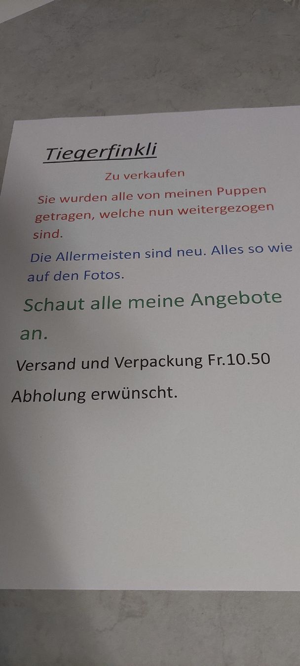Bambole: Puppentiegerfinkli  – Nuovo (secondo la descrizione) da Muri AG venduto da nindo1 1
