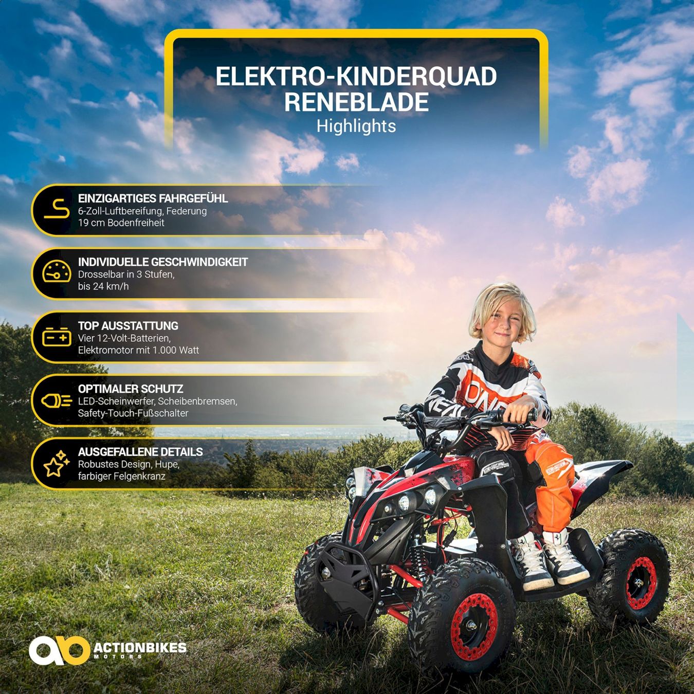 Mini Quad: Actionbikes RENEBLADE Elektro-Kinderquad – Nuovo e nell'imballaggio originale da Bottighofen venduto da zaap 1
