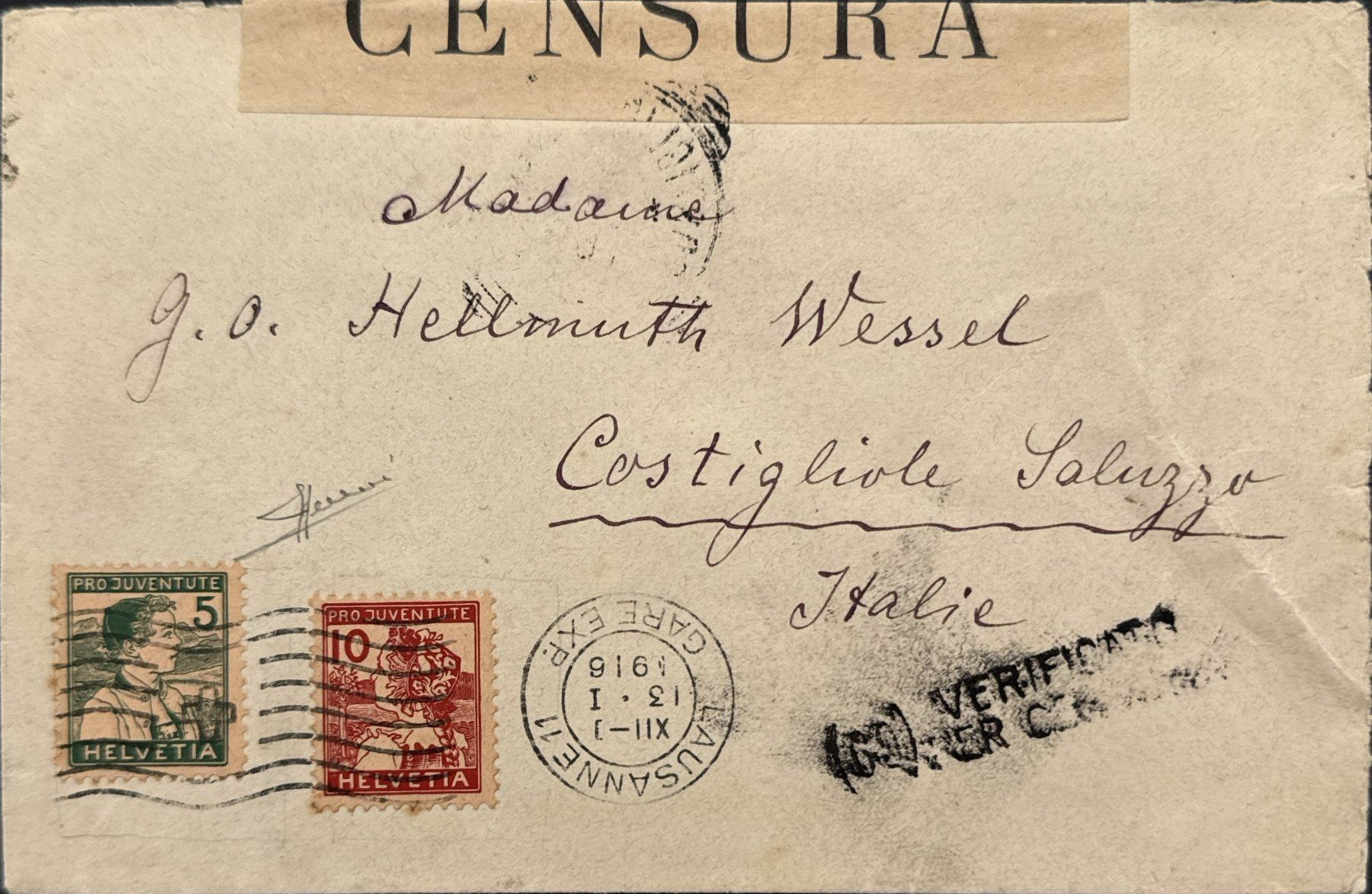 Tutti i francobolli: Pro Juventute 1915 Satzbrief – Usato da St. Niklausen LU venduto da Gypsi61