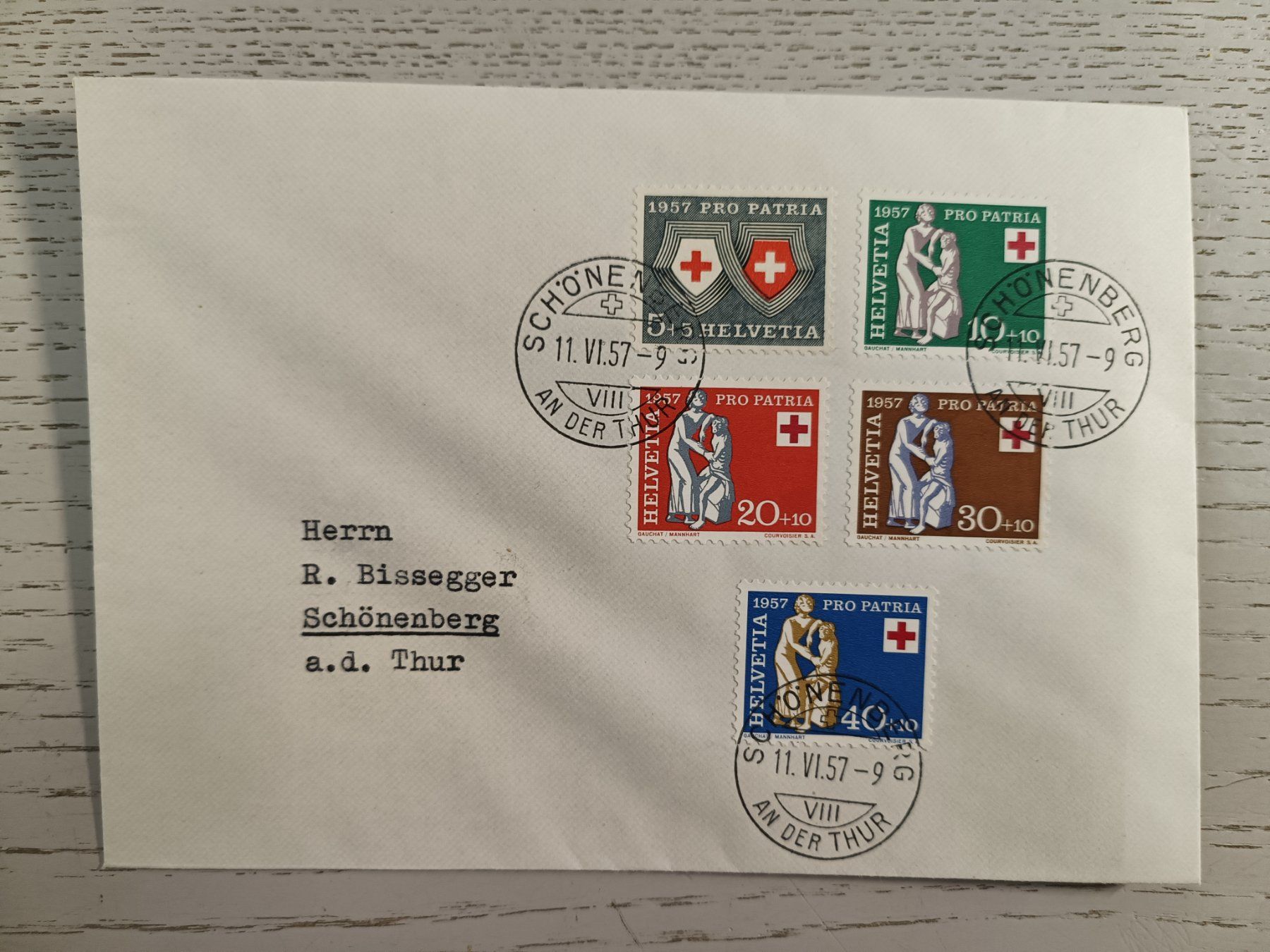 Tutti i francobolli: 1957 Pro Patria Satz Top Stempel – Usato da Dübendorf venduto da goeggi79