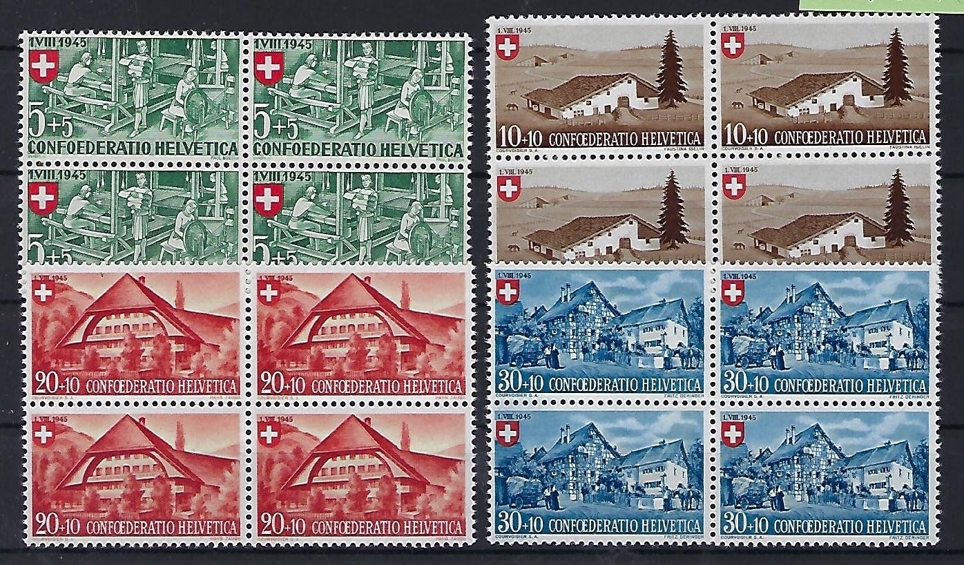 Tutti i francobolli: 1945  Pro Patria Viererblocks postfrisch   15413 – Usato da Lunden venduto da Animus999