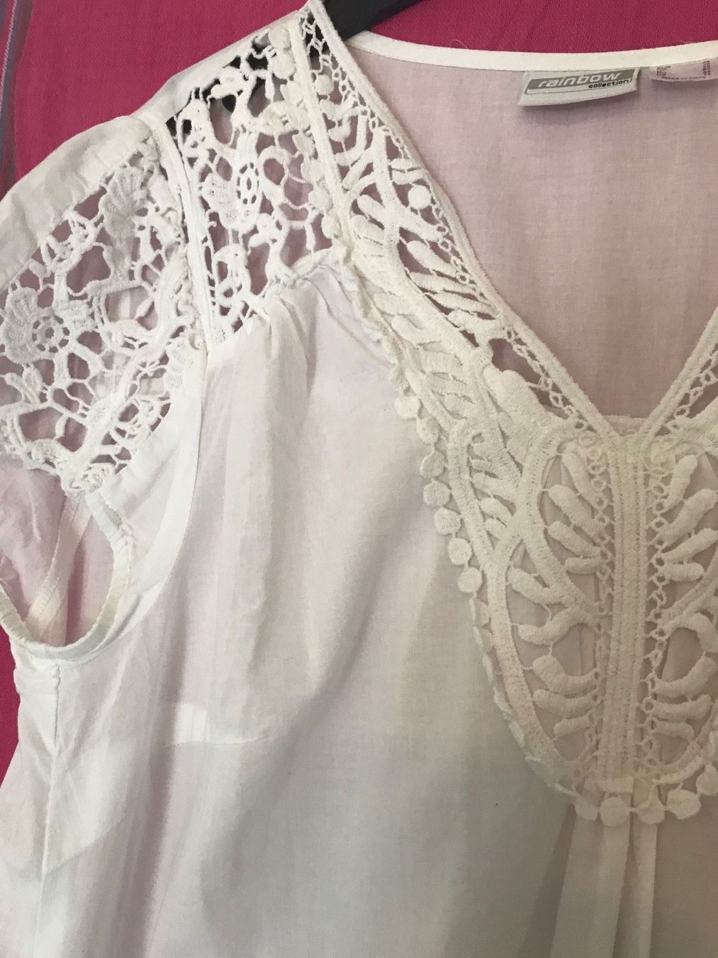 Camicette: Bonprix Bluse mit Spitze weiß Gr 46 Baumwolle – Usato da Nussbaumen AG venduto da brigitebardot