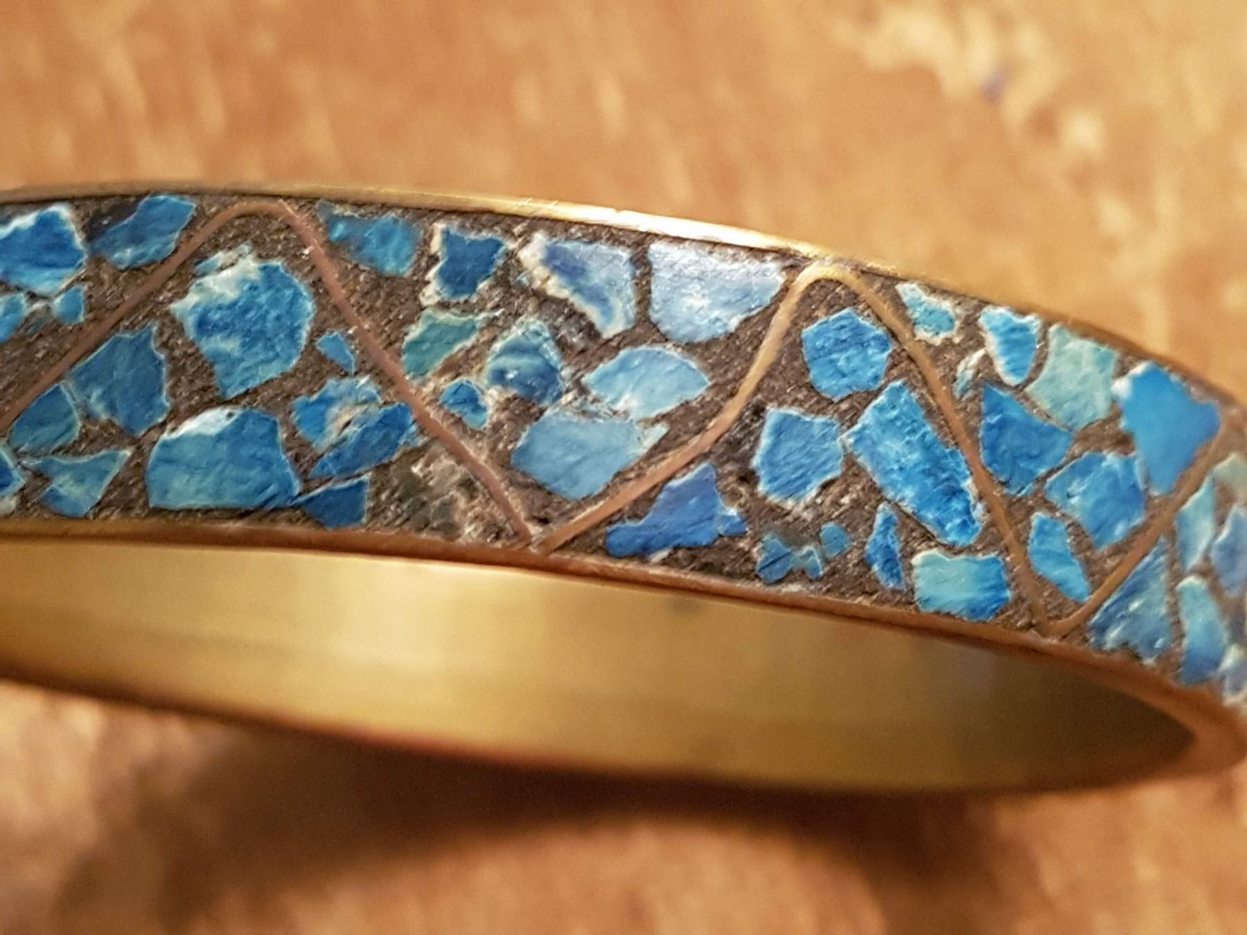 Bracciali & Braccialetti: Armreif Türkissplitter a.Messing? 6.5cm Innendurchm. Stempel – Usato da Ettingen venduto da Maranathatalitha 5
