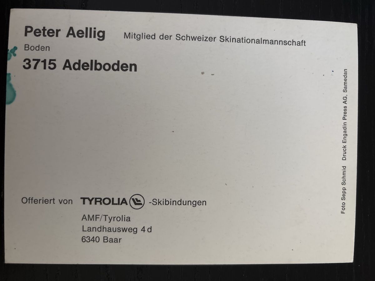 Autografi: Autogrammkarte Peter Aellig Skirennfahrer signiert – Usato da Uetendorf venduto da hoisle 1
