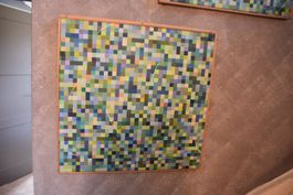 4-er-Set grafische Bilder, Oel auf Leinw., je ca. 70 / 70 cm