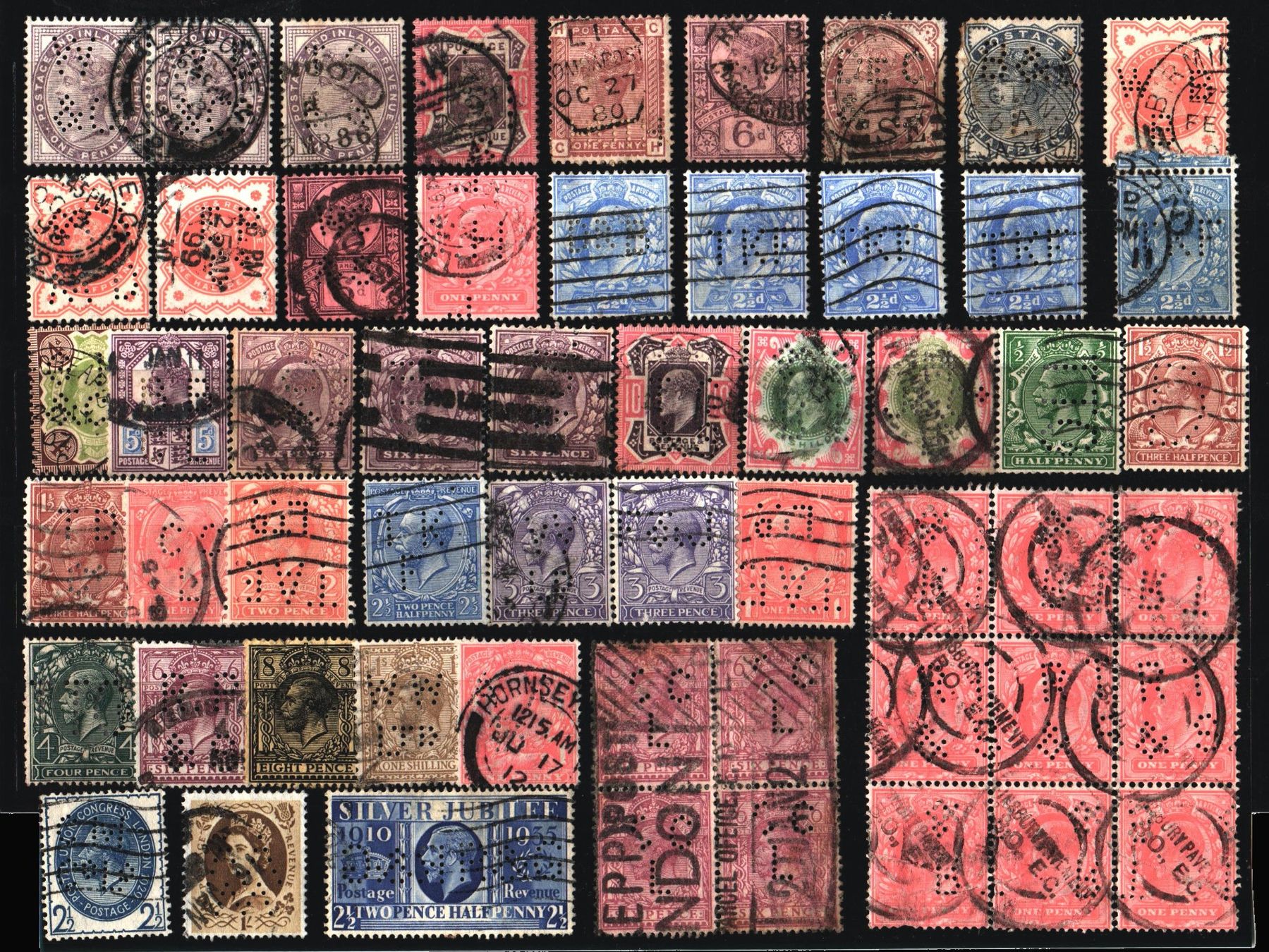 Alle Briefmarken: Großbritannien – Perfin-Sammlung ab 1880 – Gebraucht aus Chavornay von 4dphila