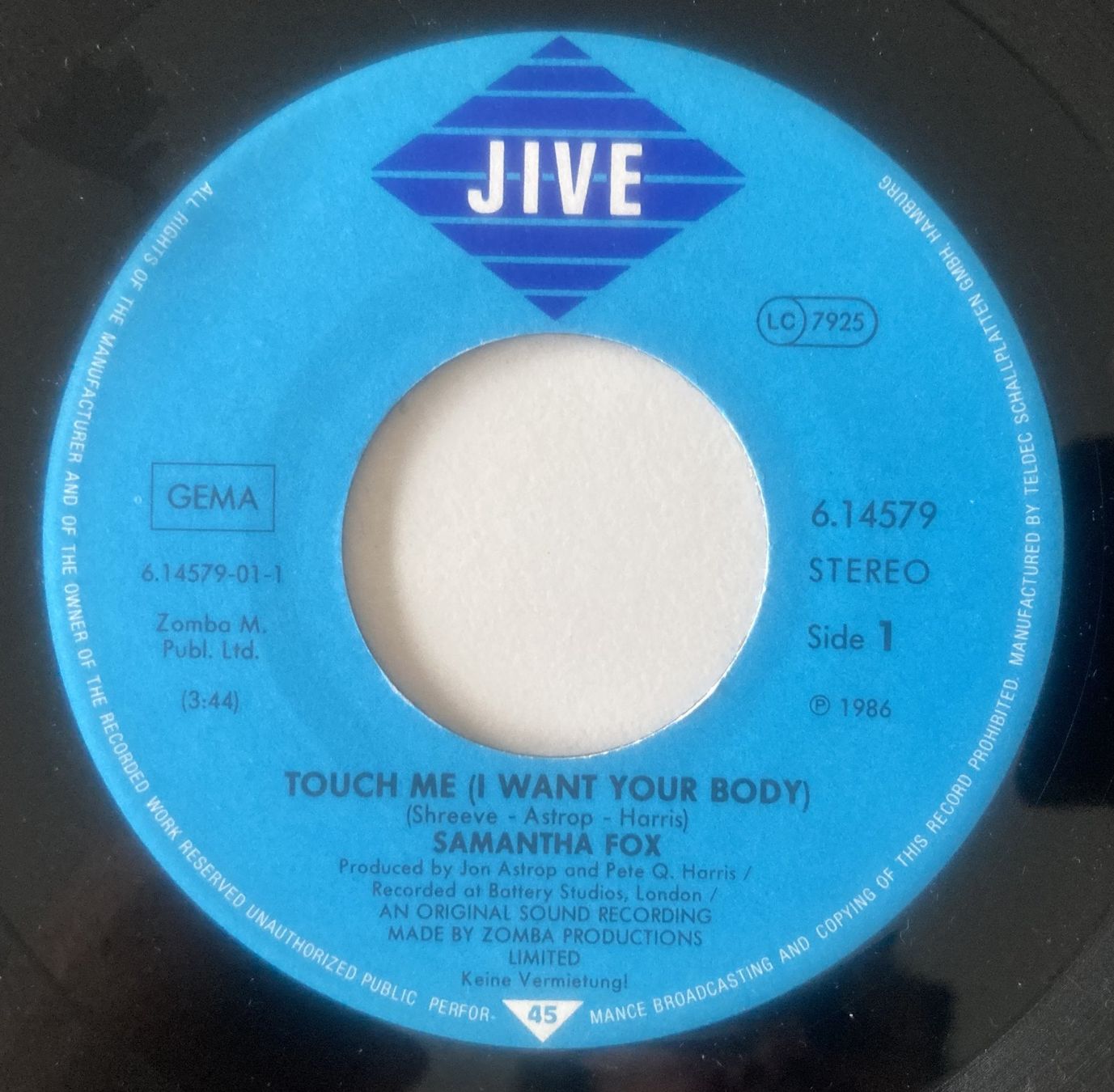 Dischi in vinile: SAMANTHA FOX - TOUCH ME – Usato da Bottens venduto da hotter-than-hell 2